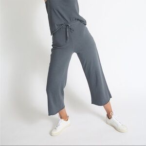 NWT PerfectWhiteTee Simon Gray Drawstring High Rise Wide Leg Pants NEW